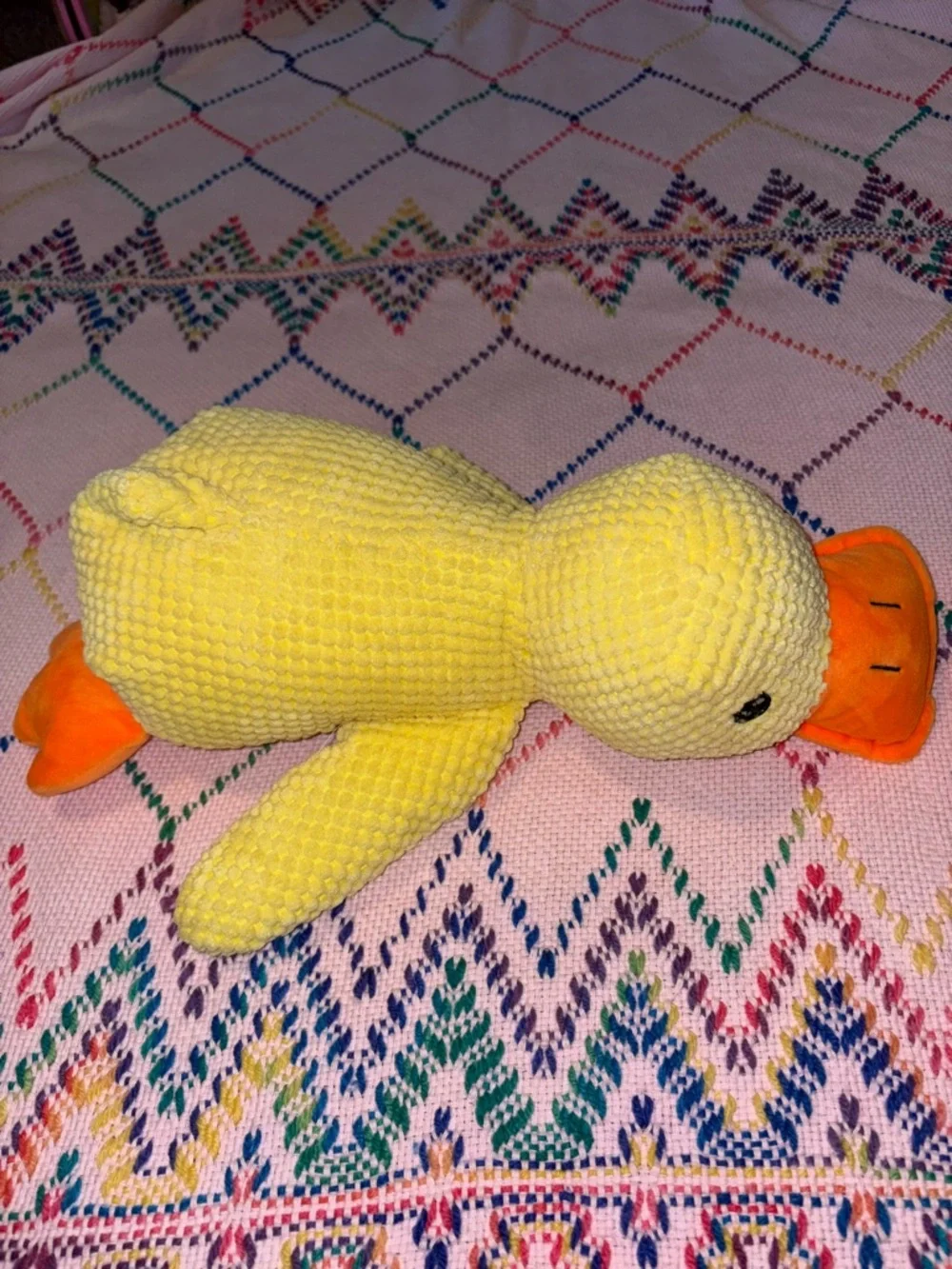 Calming Yellow Plush Duck Toy with Orange Beak and Feet